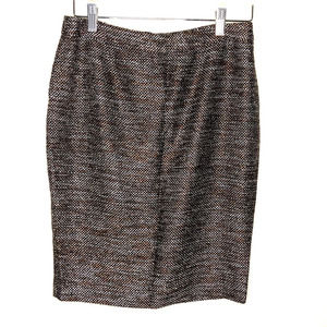 𝅺ann Taylor Skirt Brown Black White Pencil Knee Length Back Zip Lined‎ Size 4P